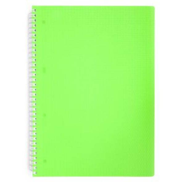 Тетрадь 80л А4ф клетка Пластиковая обложка на гребне DIAMOND NEON Зеленая , 